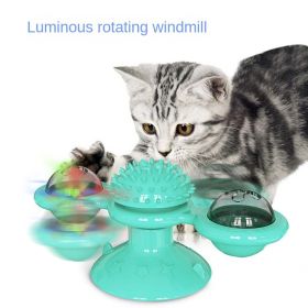 Spinning windmill teasing cat toy luminous mint sucker toy cat biting self-excited toy 2 windmills (colour: Green)